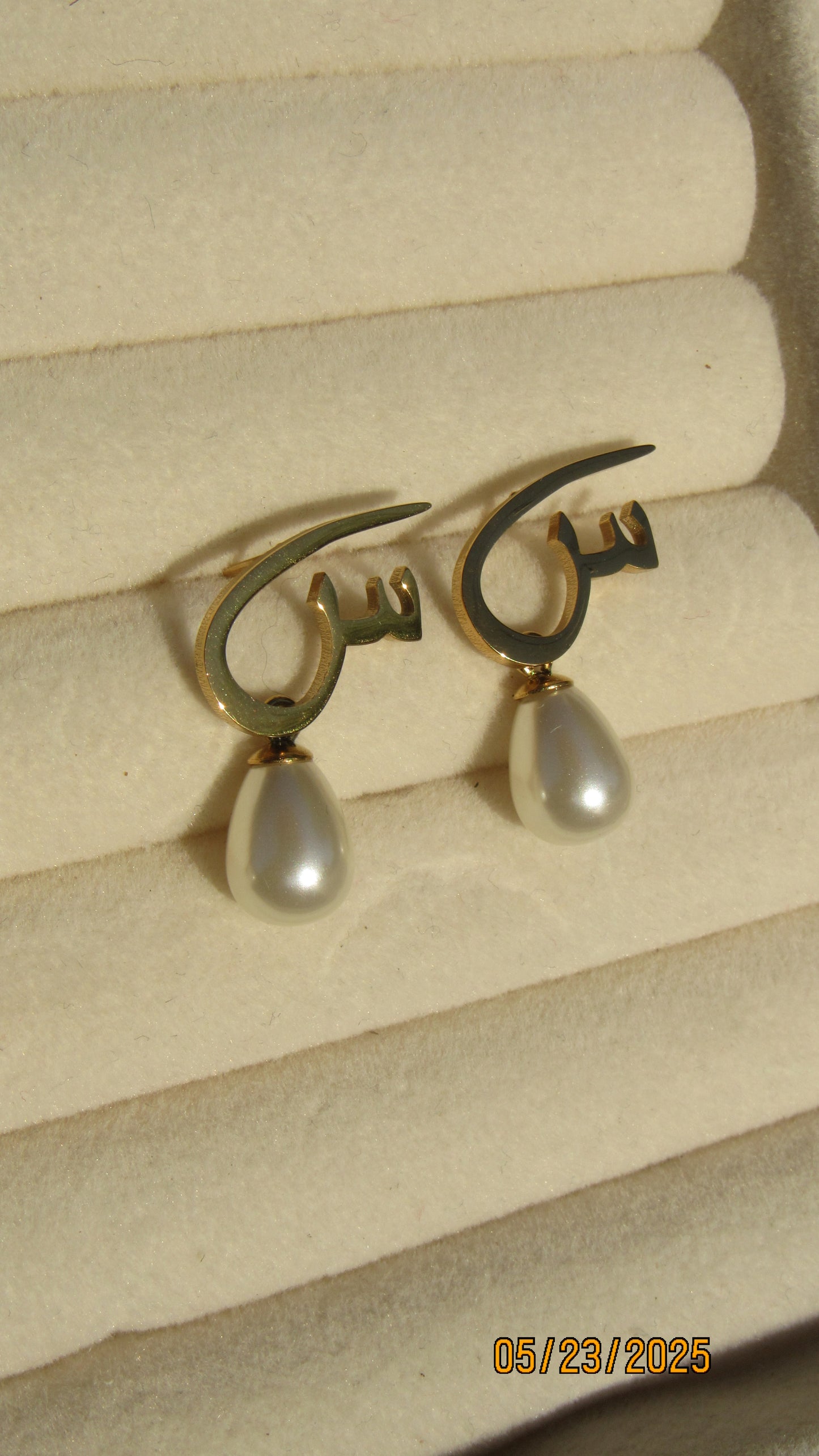 pearl letter earring