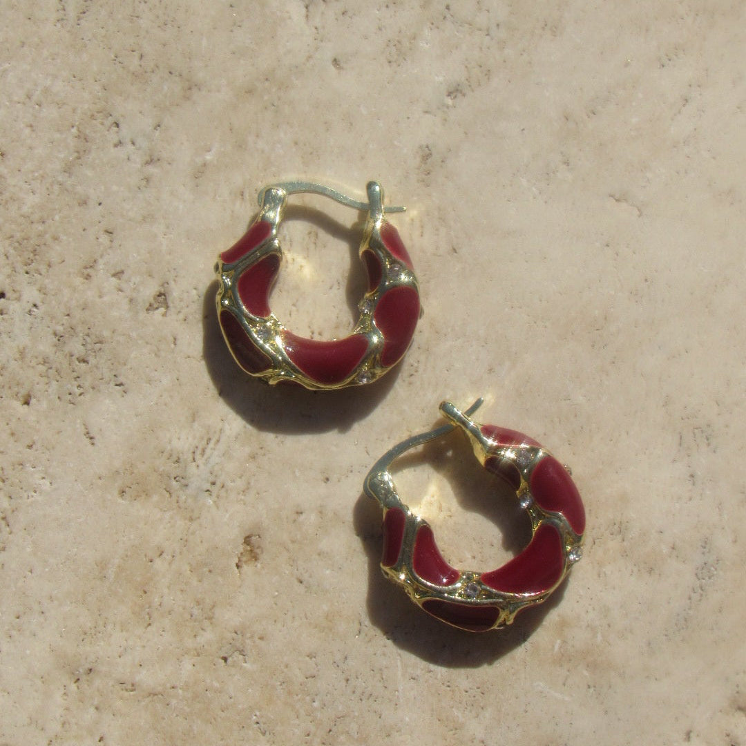 Enamel Circle Drop Earrings