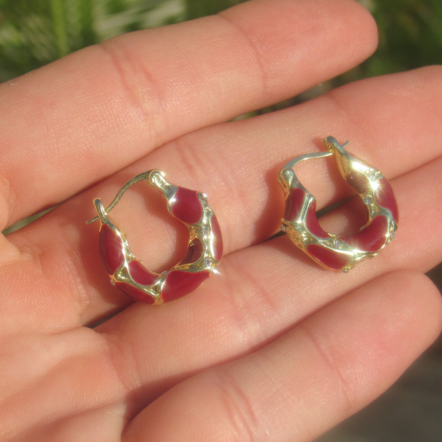 Enamel Circle Drop Earrings