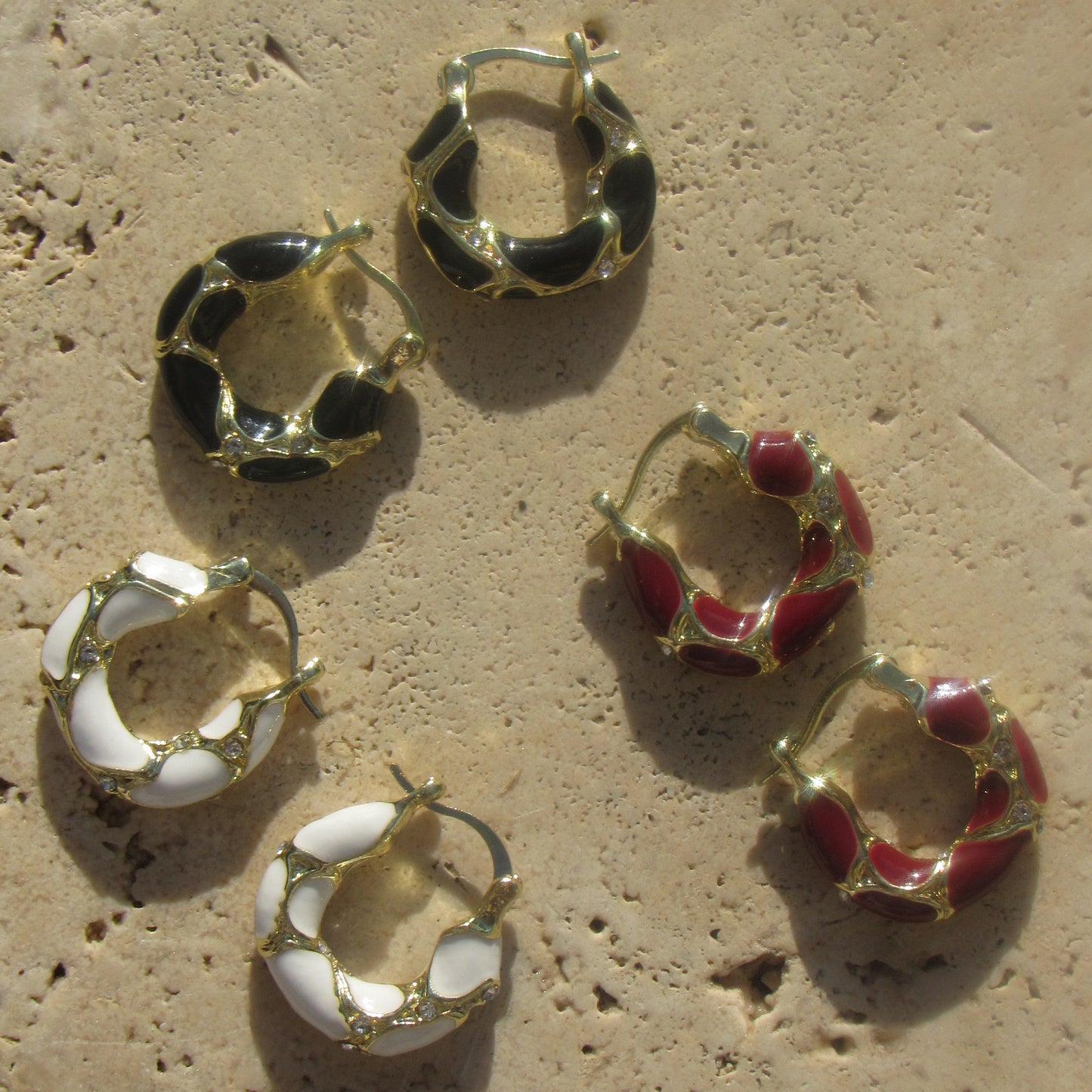 Enamel Circle Drop Earrings
