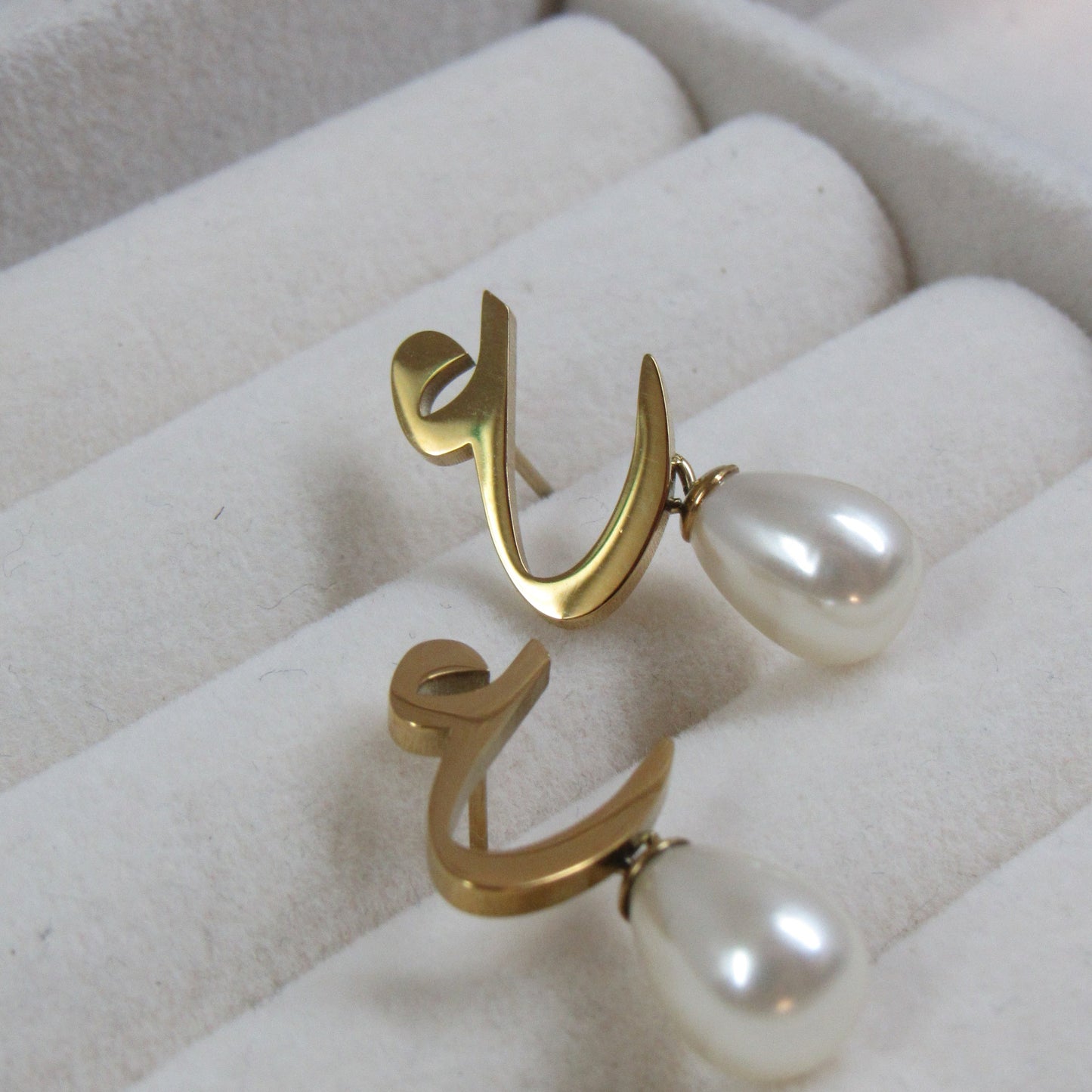pearl letter earring