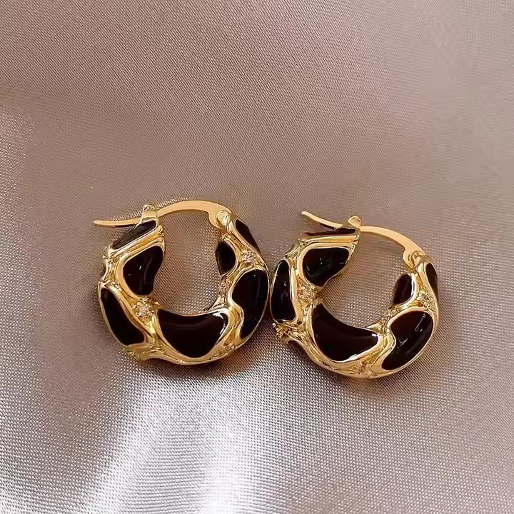 Enamel Circle Drop Earrings