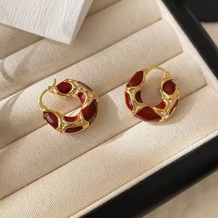 Enamel Circle Drop Earrings