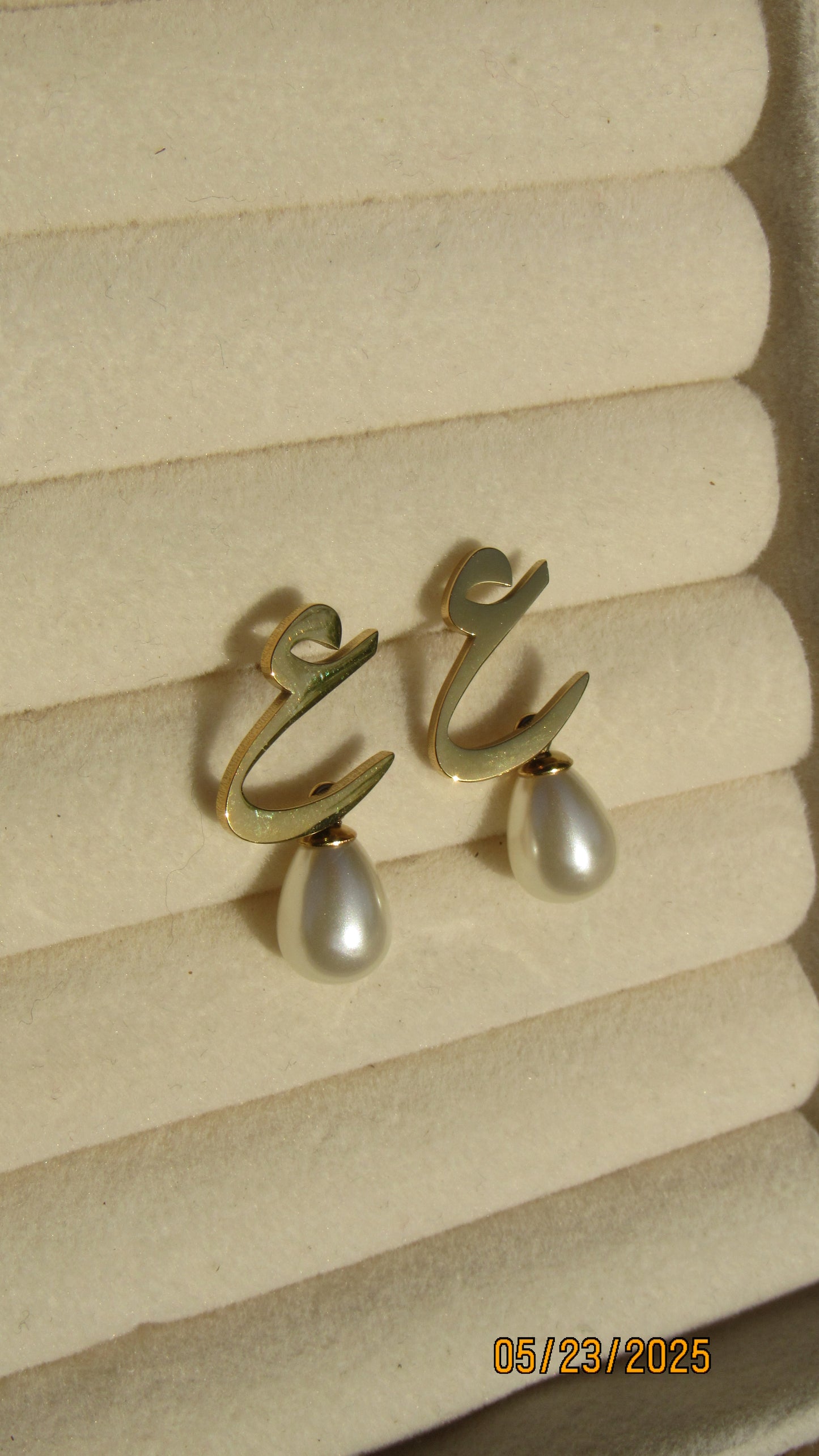 pearl letter earring