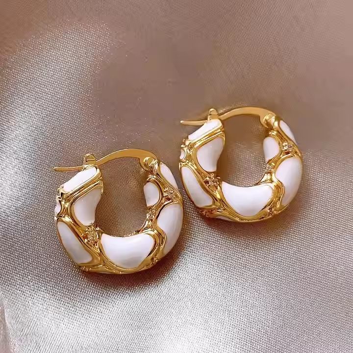Enamel Circle Drop Earrings