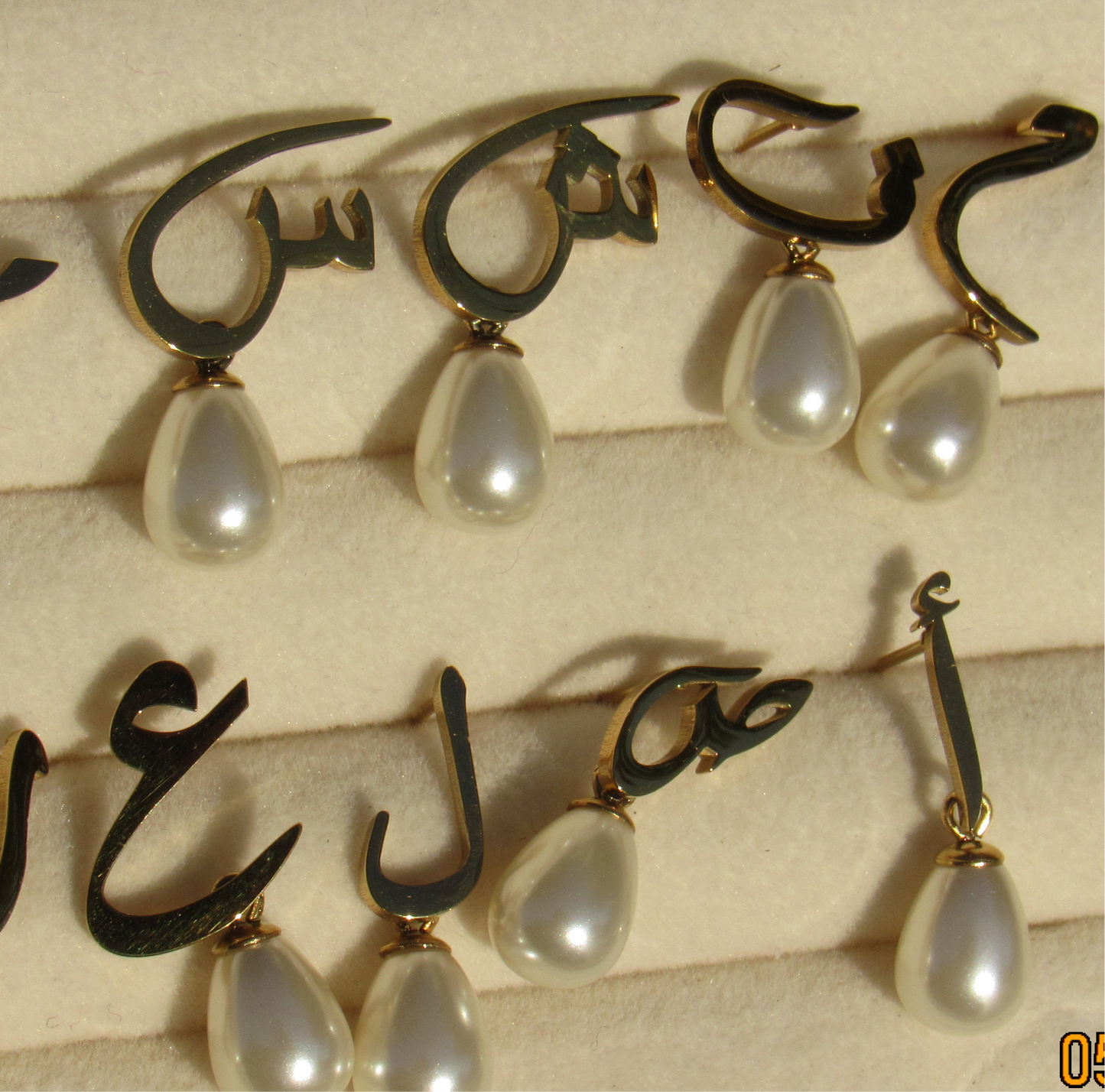 pearl letter earring