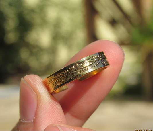 “With hard ship comes ease” ring 18k